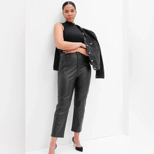 Gap Womans  Cheeky Straight High Waist Faux Leather Pants Original Fit Size 28